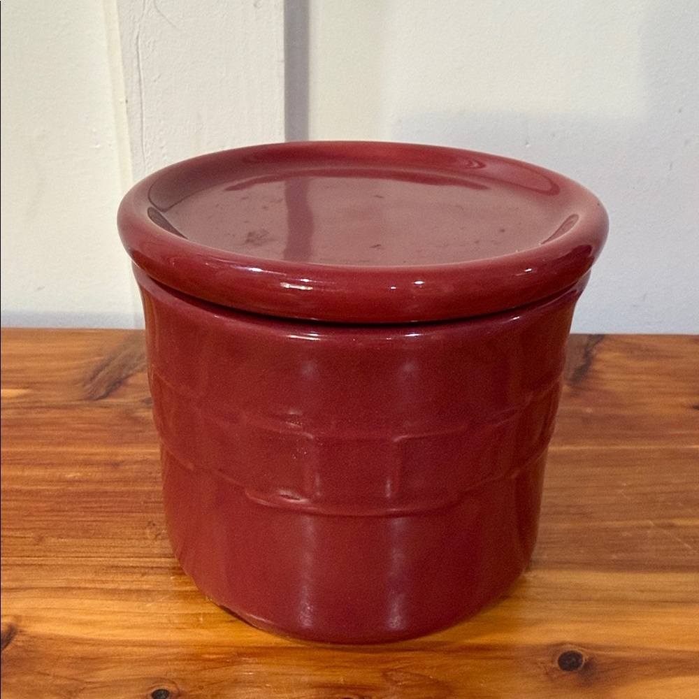 Longaberger One Pint Salt Crock w/ Lid in Paprika